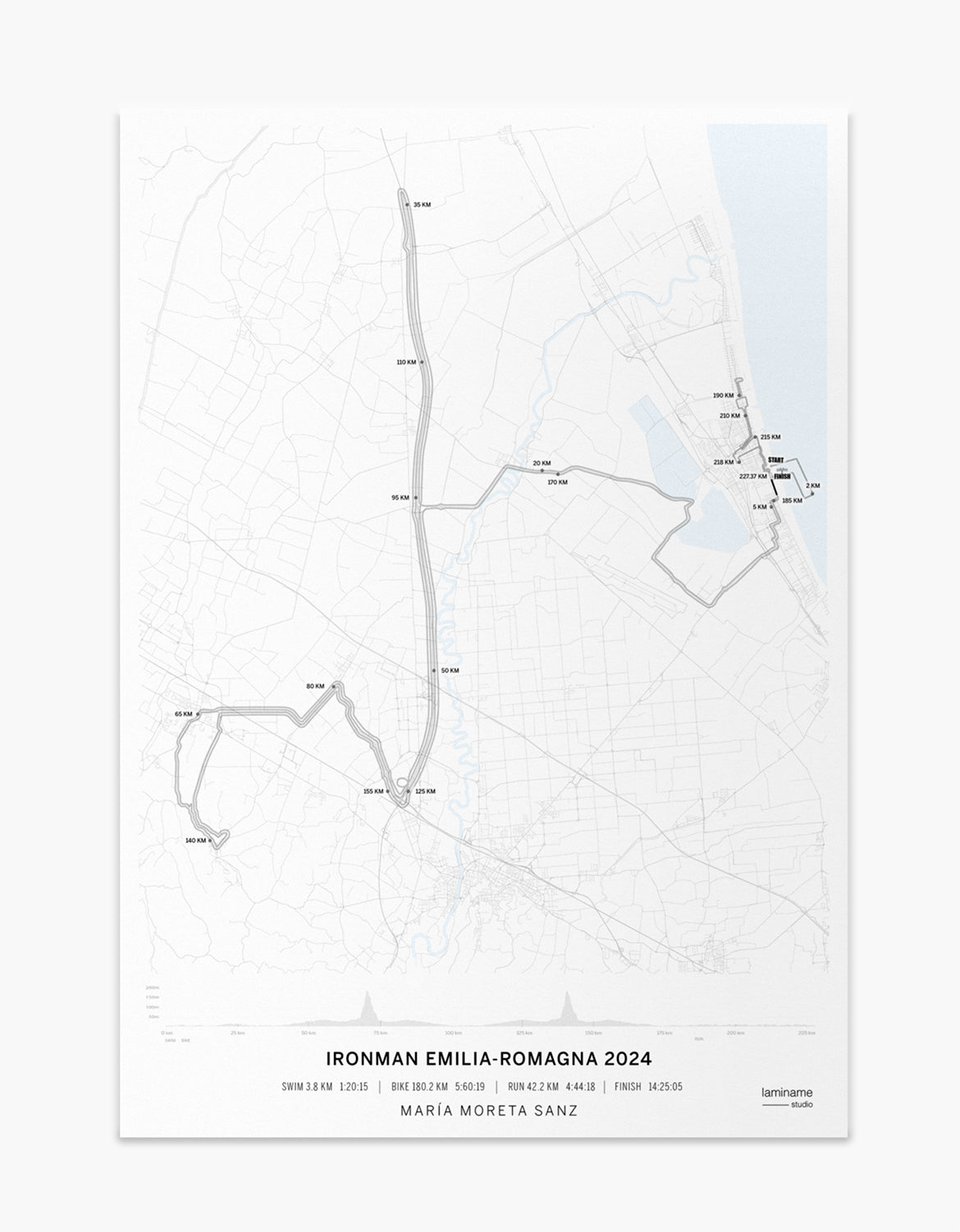 Ironman Emilia Romagna custom map poster of Cervia Italy