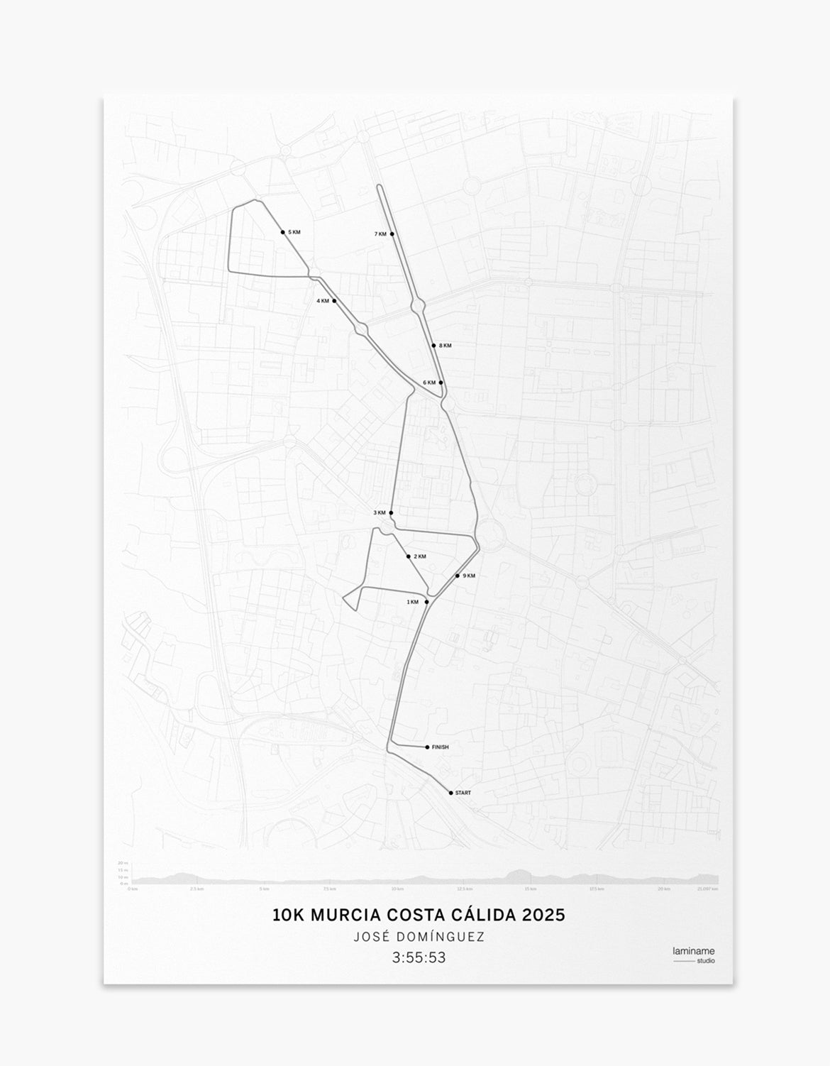 Mapa personalizado del recorrido 10K Murcia – Diseño laminame