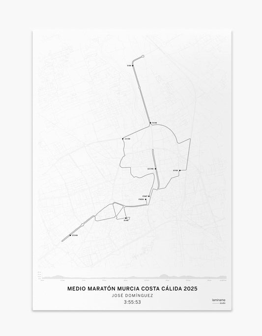 Mapa personalizado Media Maratón Murcia 2025 – Póster exclusivo de laminame