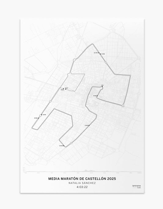 Mapa personalizado Media Maratón de Castellón 2025 – Diseño exclusivo laminame