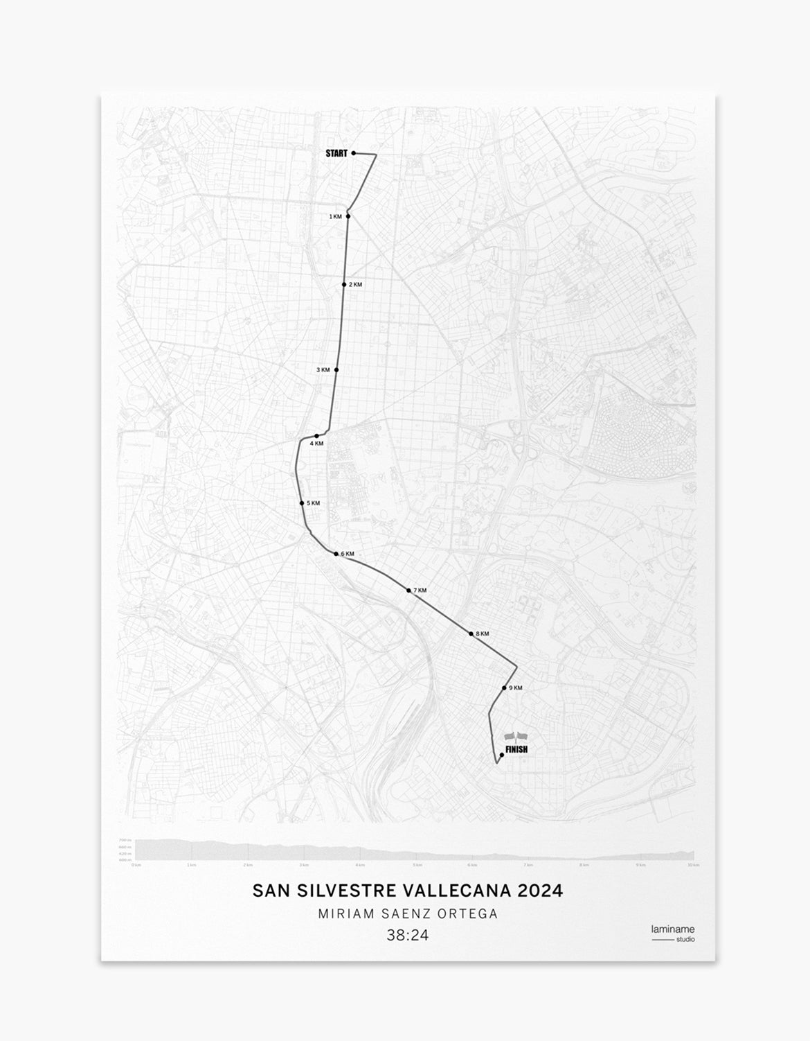 Mapa personalizado San Silvestre Vallecana con recorrido detallado enmarcado