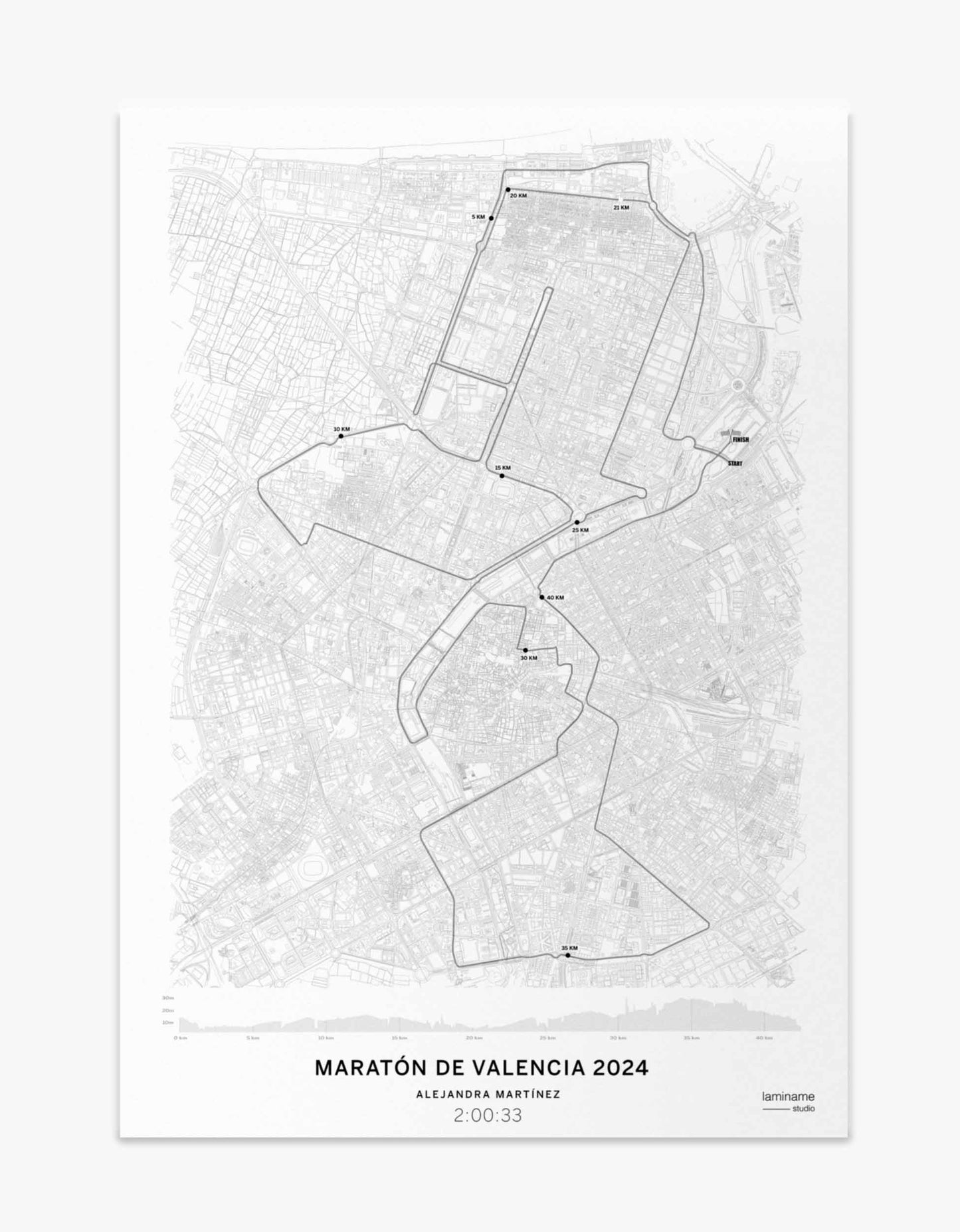 Maratón de Valencia mapa póster