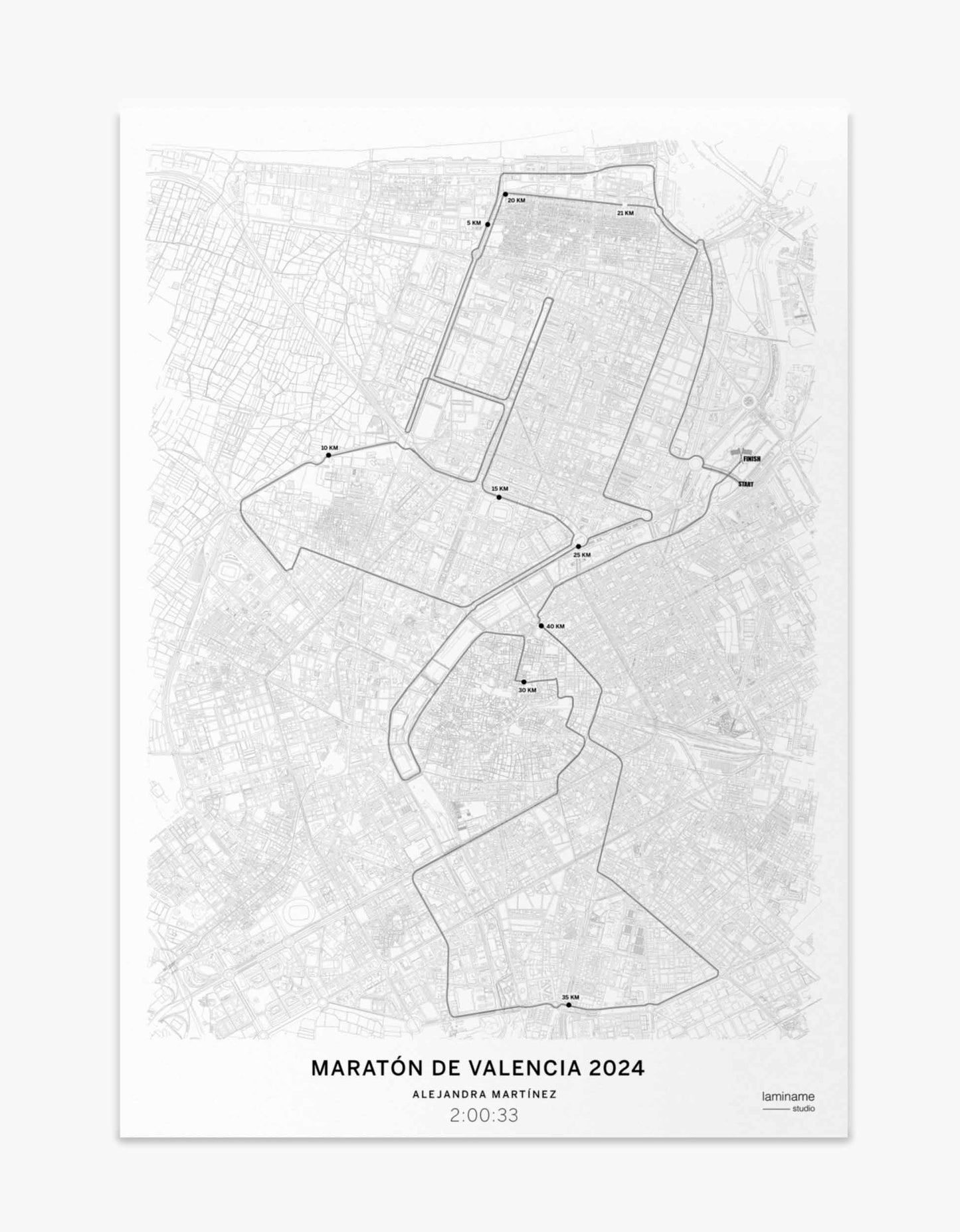 Maratón de Valencia mapa póster