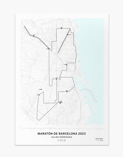 Maratón de Barcelona mapa póster