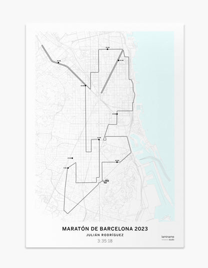 Maratón de Barcelona mapa póster