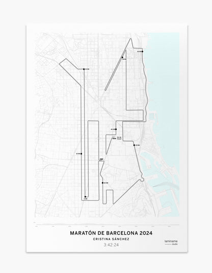 Maratón de Barcelona mapa póster