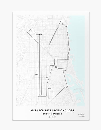 Maratón de Barcelona mapa póster