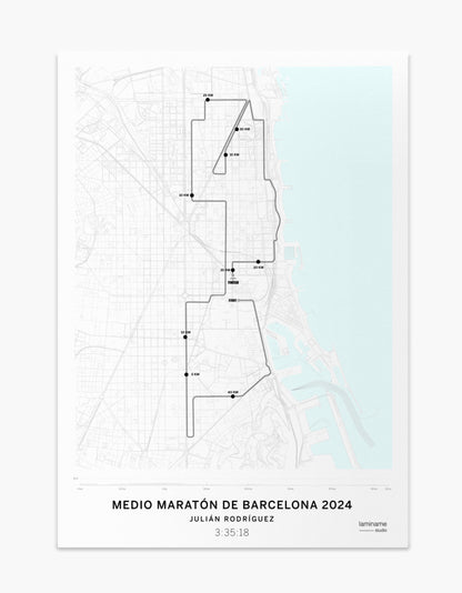 Medio Maratón de Barcelona mapa póster