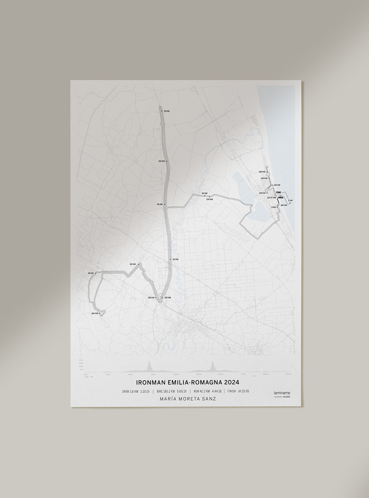 Personalized map poster for Ironman Emilia Romagna race