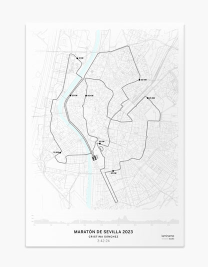 Maratón de Sevilla mapa póster