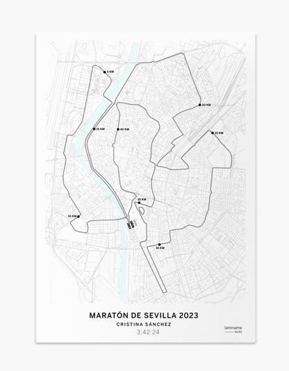 Maratón de Sevilla mapa póster