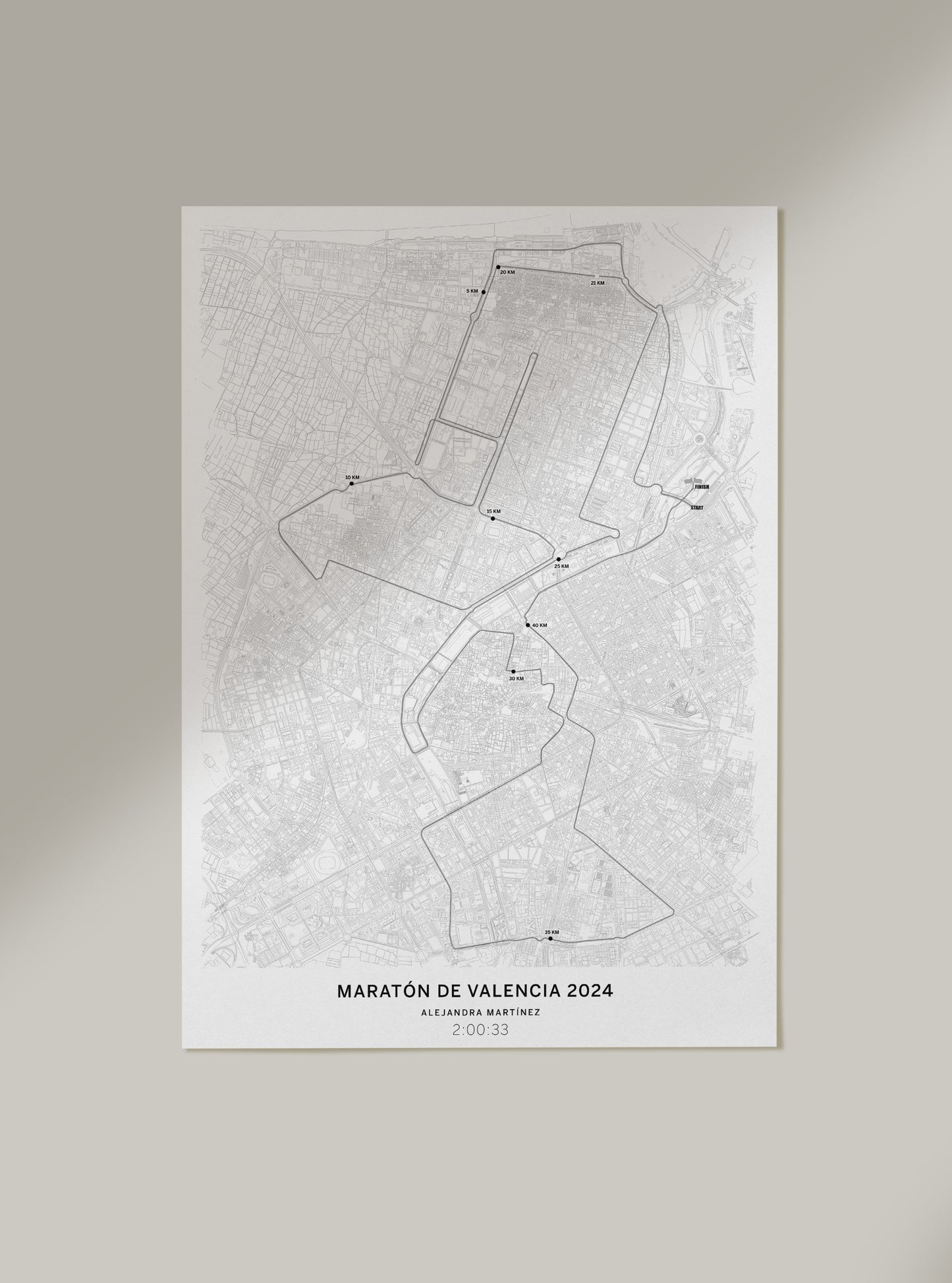 Maratón de Valencia mapa póster