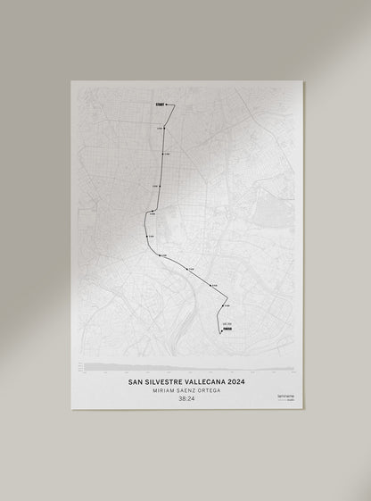 Detalle del mapa San Silvestre Vallecana en papel premium de alta calidad