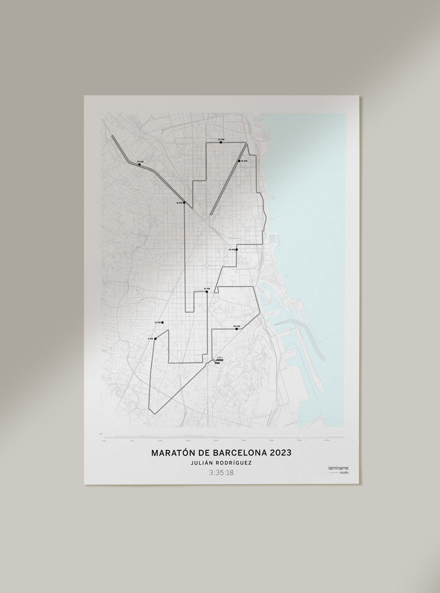 Maratón de Barcelona mapa póster