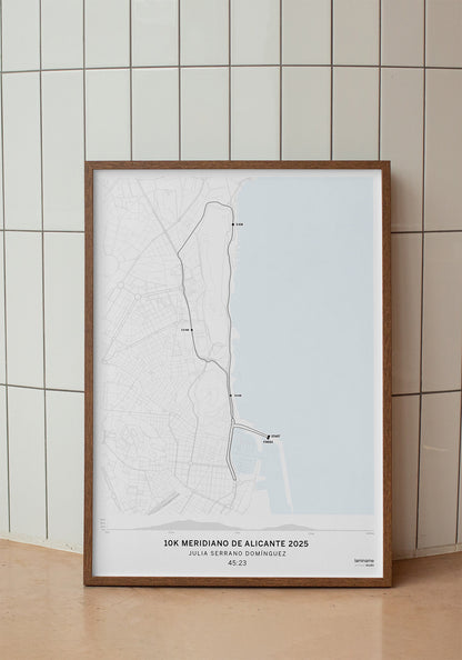 Diseño minimalista del mapa 10K Murcia – Edición personalizada - Recuerdo especial para corredores de esta prueba deportiva