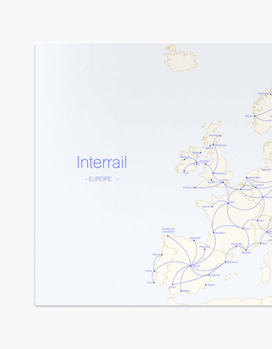 Mapa del Interrail Eurrail póster