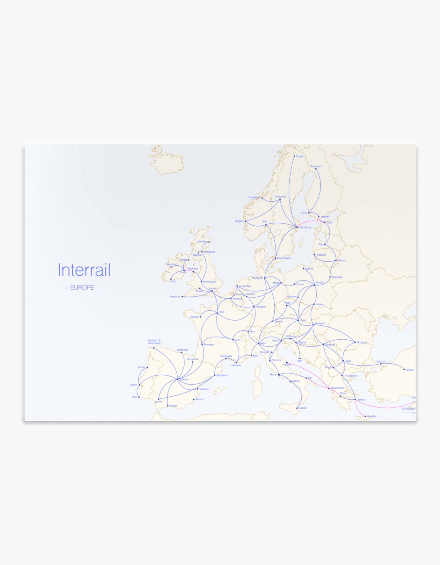 Mapa del Interrail Eurrail póster