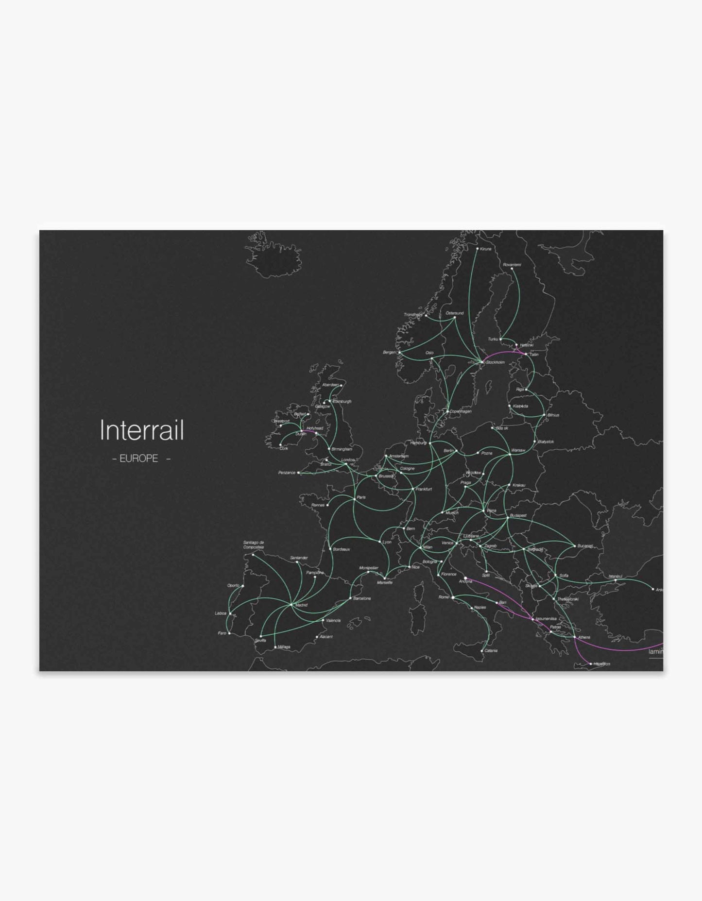 Mapa del Interrail Eurrail póster