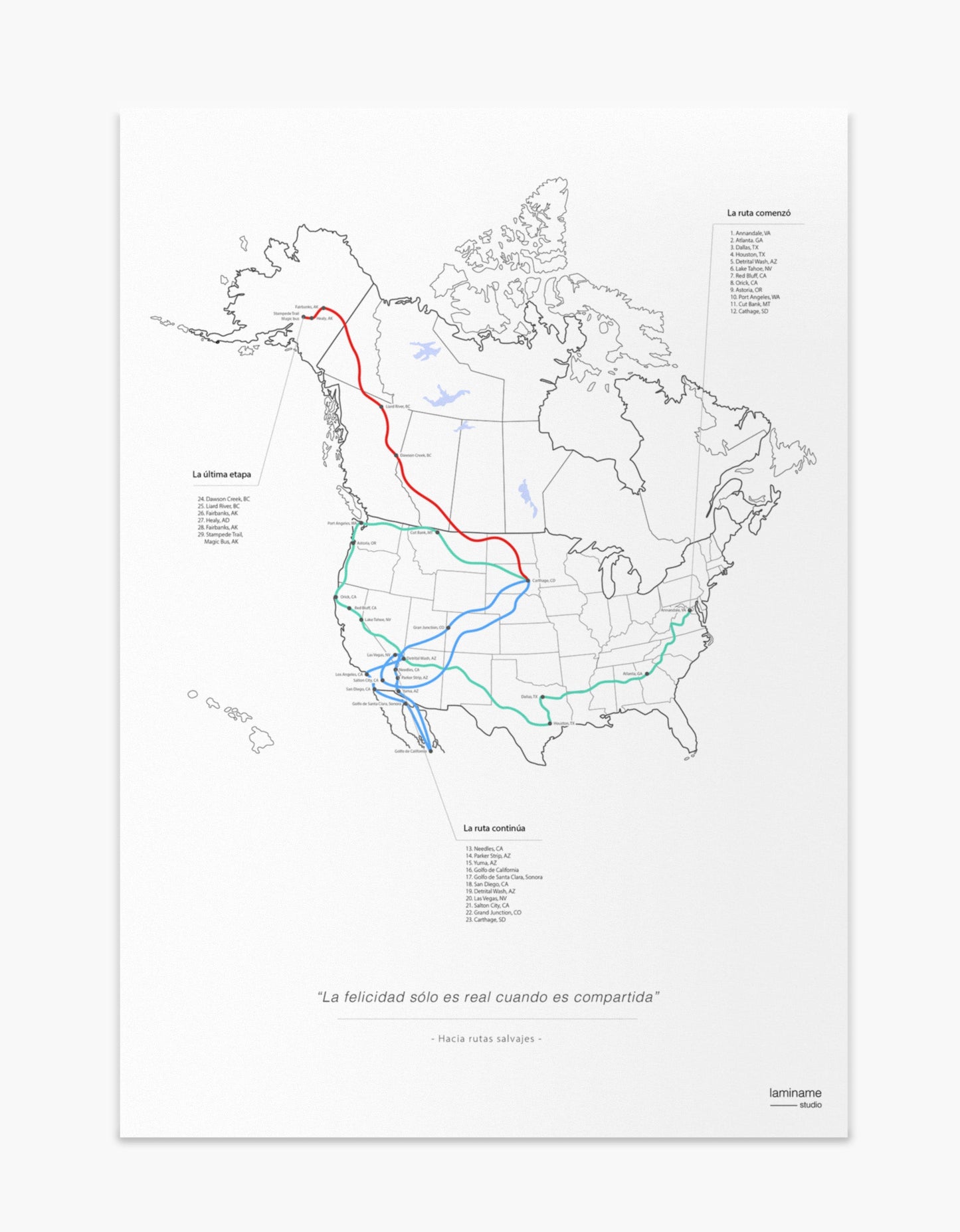 Mapa Hacia rutas Salvajes | Into the Wild póster