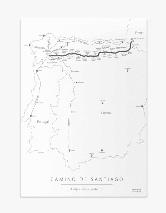 Mapa Camino de Santiago póster